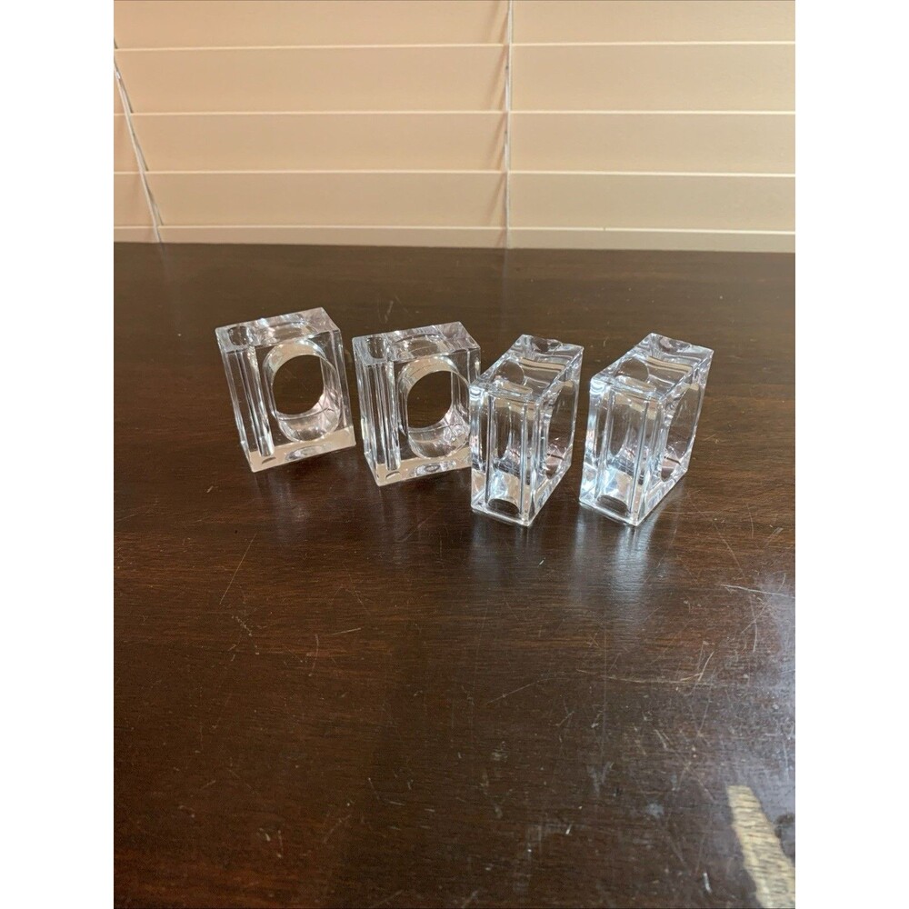 Square Lucite Napkin Rings set of 4
